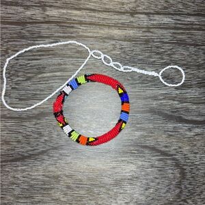 Handmade African beaded bangle and anklet set